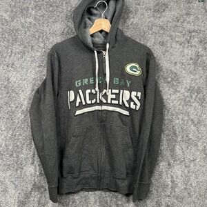 Green Bay Packers Full Zip Fleece Hoodie Men's Small Gray Green Long Sleeve NFL